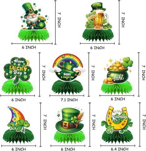 8pcs St Patricks Day Party Supplies St Patricks Day Honeycomb Centerpces St Patricks Day Thief 3D Table Decorations in Kuwait