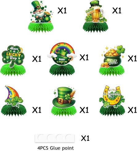8pcs St Patricks Day Party Supplies St Patricks Day Honeycomb Centerpces St Patricks Day Thief 3D Table Decorations in Kuwait