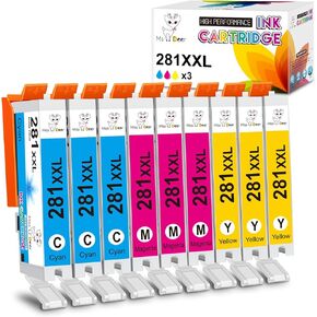 ملكة جمال Deer CLI-281 XXL Cyan/Magenta/Yellow-3 Color Ink متوافق مع Canon 281xxl CLI281 Pack Pack For Pixma TS6120 TS8120 TR7520 TR8520 TS9120 TS6220 TS8220 TS9520 TS9521C ، (2C ، 2M ، 2Y)
