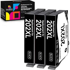 202XL Black Ink Cartridges 3-Pack Remanufactured Replacement for Epson 202 XL T202 T202XL Work for Expression Home XP-5100 XP5100 Workforce WF-2860 WF2860 Printer (High Capacity)