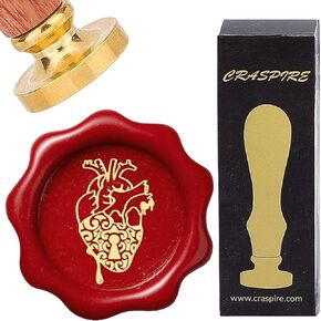 Craspire Heart Wax Seal Stamp Love Heart Sealing Wax Stamps 25mm Vintage Residable Brass Head مع مقبض خشبي لحضور حفل زفاف عيد الميلاد الجديد مظاريف دعوات هدايا التعبئة الهدايا