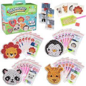 Set of 24 Valentines Cards for Kids Classroom - Valentine's Day Sweet Treats Diamond Painting Kits for Kids School -Each Valentines Gift Includes Gem Craft Kit & Card for Boys Girls Classroom Exchange
