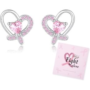 MANBU Sterling Silver Butterfly Breast Cancer Awareness Pink Ribbon Ring with CZ Survivor Encouragement Jewelry Gifts for Women Breast Cancer Fighters