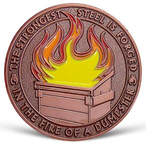 Dumpster Fire Challenge Coin Appreciation Medallion for Employee Coworker, Dumpster Fire Desk Accessories for Farewell & Going Away, Office Pranks, Funny Workplace Decor, White Elephant Gifts in Kuwait