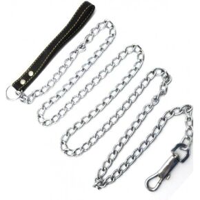 Top Choice Heavy Chain Leash, 72 Inches (72"), 6 Feet (6') Faux Leather for Small-Medium Size Dogs or Large Puppies, Lead is Resistant to Chewing (Black)