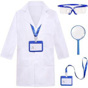 Doctor Scientist Costume for Kids Lab Coat Children Dress Up for Halloween Career Day Role Play