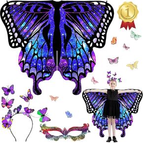 Butterfly Wings For Girls, Butterfly Wings Kids Cape,Butterfly Fairy Halloween Costume Wings