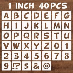 BAMIDELE 2 Inch Letter and Number Stencils, 40 Pcs Reusable Plastic Alphabet Spray Paint Stencils for Painting on Wood, Wall, Fabric, Rock, Chalkboard, Door Porch, Signage, DIY Craft Decoration