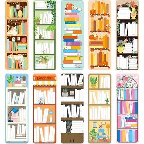 30 Pieces Bookshelf Design Bookmarks Double-Sided Reading Page Markers Bookmarks Paper Bookmarks for Book Lovers Gifts Book Tracker Bookmarks School Supplies Page Clips Bookmark Book Mark