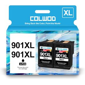 901XL Black Ink Cartridge Replacement for HP 901 901 XL Use with Officejet 4500 G510a G510g G510n J4500 J4524 J4624 J4660 J468 Printer (2 Black)