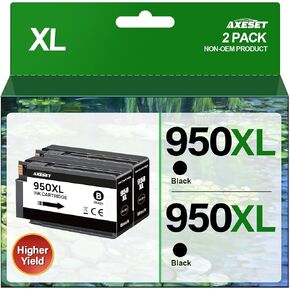 950XL Black Ink Cartridges Combo Pack Compatible for HP 950 951 XL Ink Cartridge Replacement for HP OfficeJet Pro 8600 8610 8620 8100 8630 8660 8640 8615 76DW 251DW (2 Black)