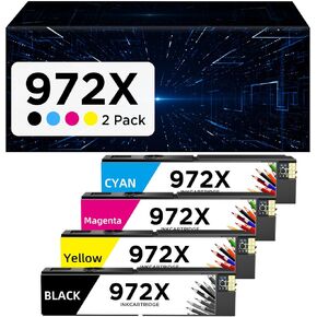 972X Ink Cartridges Compatible with 972X 972A 972 Ink Cartridges High Yield Work for HP Color PageWide Pro 477dw 477dn 577dw 452dn 577dw 552dn P55250dw Printer (B/C/M/Y, 4 Pack)