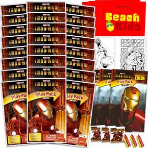 Marvel Iron Man Mini Party Party Favors for Kids - حزمة مع 24 Mini Iron Man Grab N Go Play مع صفحات التلوين والملصقات والمزيد (لوازم حفلات عيد ميلاد Avengers)