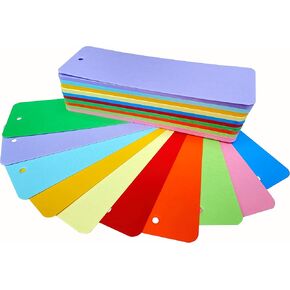 ITZAMNA Blank Bookmarks 10 Assorted Colors with Hole for DIY Kids Craft Teacher Supply Pack of 100