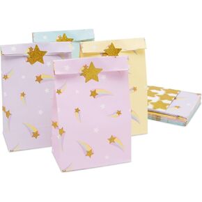 Blue Panda 24 Pack of Pastel Party Party Fafors مع ملصقات Gold Foil Star لمستلزمات حفلات عيد ميلاد قوس قزح (4 ألوان ، 8.5 بوصة)