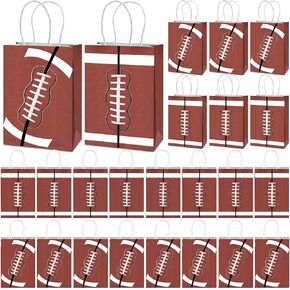 RAIHOMKIT 24 PCS Football Party Favor Bags,Sports Themed Gift Bags with Handles,Football Goodie Bag Treat Candy Bag,Sports Print Paper Bags for Birthday Football Party Supplies