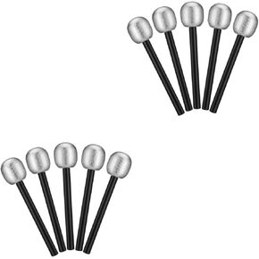 NUOBESTY 12Pcs Glittered Silver Microphone Mic Costume Prop Fake Mic Accessory for Costume Prop Birthday Party Favors Karaoke Microphone