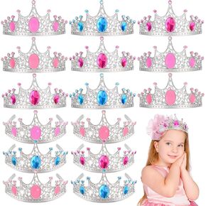 Party Favors Princess Crowns for Little Girls, 16Pcs Princess Dress Up Tiaras for Kids Jewelry Cosplay Accessories, Princess Toys Headband