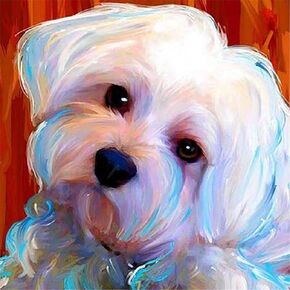 Zimal Maltese Dogs Diamond Embroidery Flower 5D DIY Diamond Painting Paket Full Round Drill Rhinestone 11.8 X 11.8 Inch