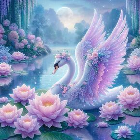 Acudotr Swan Diamond Painting Kits for Adults, 5D DIY Diamond Art Kits for Beginners, Full Drill Diamond Painting Kits for Home Wall Decor, 12x12 Inch