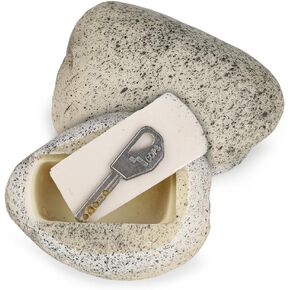 Hide a Spare Key Fake Rock,Cash Hider,Decoration Safe Holder,Hide A House Spare Key Lock Box (White)