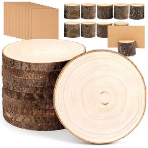 Caydo 9-10 Inch Large Paulownia Wood Slices for Table Centerpiece Decoration, Wedding and Home Decoration