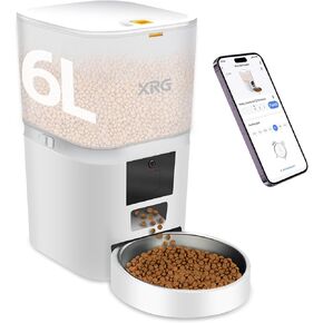 Automatic Cat Feeder WiFi 6L,Automatic Dog Feeder Double Anti-Blocking,Cat Food Dispenser Dual Power,WiFi Cat Feeder10 Meals A Day,Pet Dispenser with 10s Voice Recorder & Freshness Preservation,White