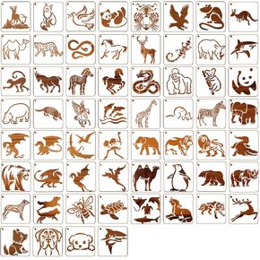 60 Pieces Animal Stencils for Painting, 3 Inch DIY Stencils for Crafts Reusable, Paint Stencils Set for Wood Fabric Rock Chalkboard Wall Home Decor