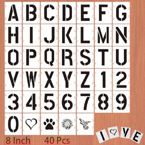 40 Pcs 3 Inch Letter Stencils Numbers Craft Stencils,Reusable Alphabet Templates for Painting on Wood, Wall, Fabric Wood, Wall, Fabric, Rock, Signage