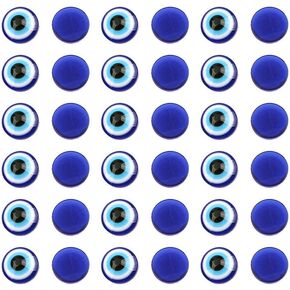 Exceart 100pcs Blue Evil Eye Beads Resin Round Flatback Time Gem Cover Glass Cabochon Dome for DIY Scrapbooking Crafts Projects Size S