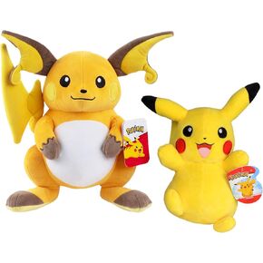 Pokemon 12" Pikachu & 8" Pichu Plush, 2 Pack - Evolution Set - Officially Licensed - Authentic Soft Stuffed Animal Toy Figures - Easter Basket Stuffer Gift for Kids, Boys, Girls - 2+