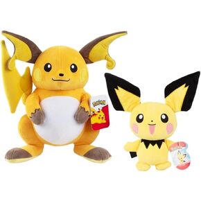 Pokemon 12" Pikachu & 8" Pichu Plush, 2 Pack - Evolution Set - Officially Licensed - Authentic Soft Stuffed Animal Toy Figures - Easter Basket Stuffer Gift for Kids, Boys, Girls - 2+ in Kuwait