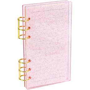 Buqoo 6 Ring Binder, A6 Clear Frosted Acrylic Planner Budget Binder Notebook Cover, Metal Round Ring, Waterproof Durable Binder Notebook with 45 Sheets Lined Inner Papers in Kuwait