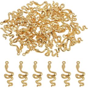 Tupalizy 100PCS Small Snake Charm Vintage Animal Charms Pendant Decor for Bracelets Necklaces Earrings Jewelry Making Findings Purse Key Chains DIY Crafts Halloween Christmas Party Gifts Accessories