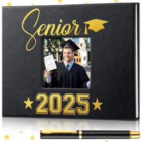 Geyoga 2025 Graduation Guest Book with Pen Graduation Guest Book Class of 2025 Graduation Guest Sign in Book Memory Scrapbook for Senior Night College Party Gifts, 6 x 8 Inch(Senior 2025)