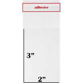 888 Display USA®- 2" x 3" 100 Bags Crystal Clear Resealable Cello/Cellophane Bags for Treat, bakery, candle, soap, cookie Bags w/Adhesive Seal