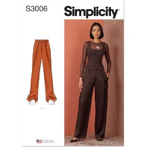 Simplicity SS3006K5 Misses' Angled Front Wrap Pants Sewing Pattern Packet, Design Code S3006, Sizes 8-10-12-14-16, Multicolor