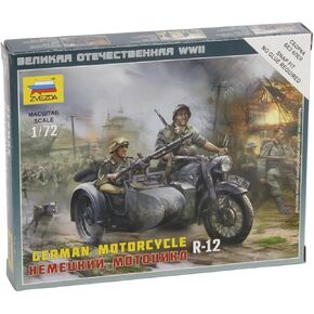 Zvezda Models 1/72 German Motorcycle R-12 with Sidecar