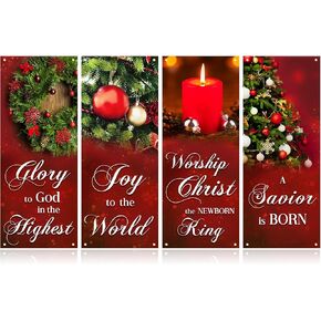 4 Pcs Church Banners with Scripture Easter Banners for Sanctuary Wall Christian Banner Inspirational Religious Praise Hanging Signs Gift for Easter Church Decorations(Classical)