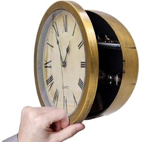 10 Inch Wall Clock with Hidden Safe, Vintage Silent Non Ticking Battery Operated Wall Clock Diversion Safe with Secret Interior Storage for Valuables, Cool Stuff for Your Room, Bronze