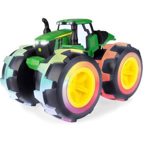 TOMY Monster Treads Lightning Wheels - Deluxe Rainbow Tractor - John Deere Tractor Toys - Light Up Monster Truck Toy with Rainbow Lights and Sounds - Ages 3 Years and Up