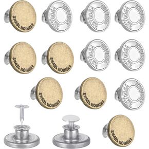 12 Pcs Button Pins for Jeans, Jean Buttons for Loose Jeans, Adjustable Jeans Button Pin, Jeans Button Tightened, Jeans Button Replacement for Pants