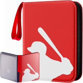 Baseball Trading Card Binder 4 Pocket Gifts for Boys Girls, Waterproof 400 Pockets Card Holder Album with 50 Removable Sleeves for Baseball Cards - Binder Display Storage Carrying Case