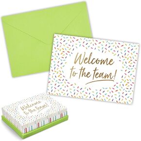 Pipilo Press 36 Pack Welcome to the Team Cards with Envelopes Bulk 5x7 inch, New Hire Welcome Gift Appreciation for Employees, Blank Inside - Gold Foil & Confetti Design