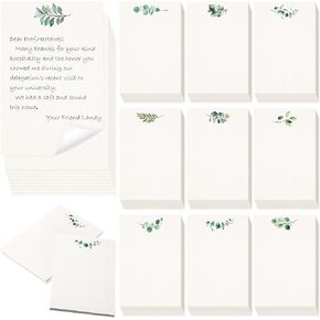 Spiareal 100 Pcs Greenery Note Cards 4x6in, Eucalyptus Leaves Blank Note Cardstock Floral Watercolor Index Thank Greeting Cards for School Office Wedding Baby Shower(Milk White)