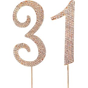 MAGJUCHE Gold 31" Crystal Cake Topper, Number 31 Rhinestones 31st Birthday Cake Topper, Men or Women Birthday or 31th Anniversary Party Decoration Supply