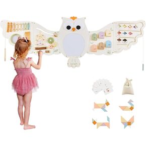 Beright Owl Active Active Wall Bavor Poards ، Montessori Sensory Toys ، مركز نشاط التعلم الصغير ، وهو مثالي لصالح Rootroom Roome و Childr