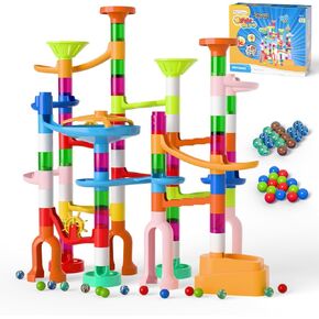 Marble Run,135 PCS Marble Maze Building Block Toys Gravitrax Marble Run for Kids,STEM Learning Toys Marble Track Race Tower Model Creative Birthday Gift with 60 Marbles for Boys & Girls 3 4 5 6 7 8 9