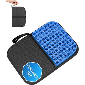 Gel Travel Seat Cushion, Portable Airplane Seat Cushion, 14.5" x 10.5" Thick & Foldable for Airplane Seats, Office Chair, Camping, Bleachers, Flights, Commute (Dark Grey)
