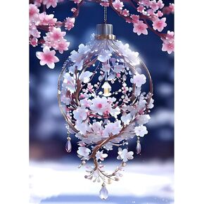 MXJSUA Diamond Painting Kits for Adults, Diamond Art Kits, Gem Art Kits for Adults for Gift Home Wall Decor 12x16inch, Flower Wind Chime
